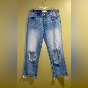 WE THE FREE, FREE PEOPLE women’s cropped Maggie distressed denim size 27